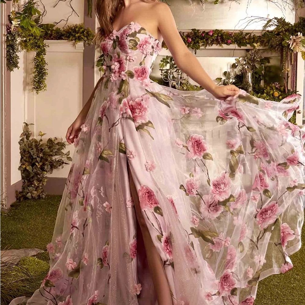 Andrea and Leo A1035 Pink Flowers Dress